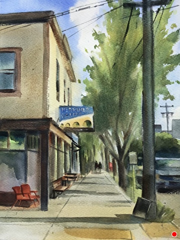“Herkimer Coffee and Its Neighborhood” watercolor series now showing